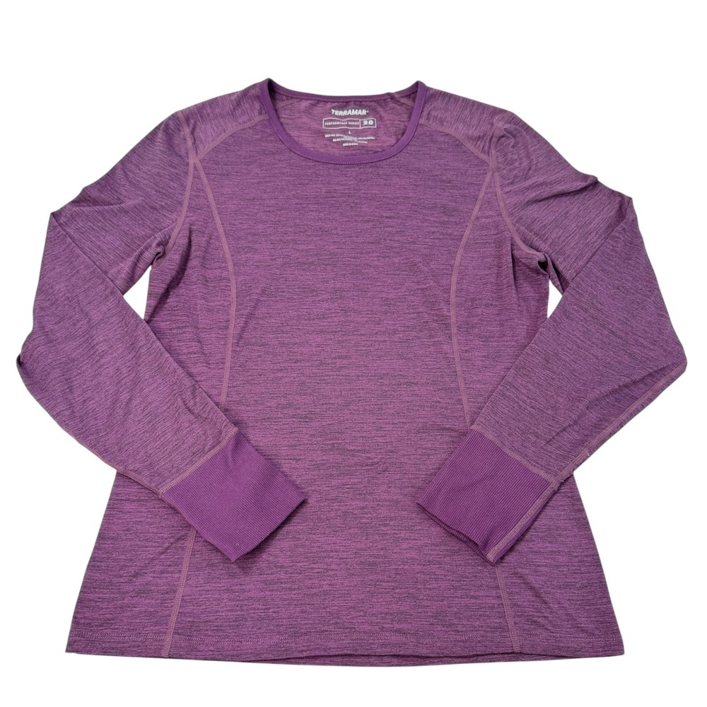 Terramar Performance Series 2.0 Purple Heather Long Sleeve Thumbhole Top W8214 L
